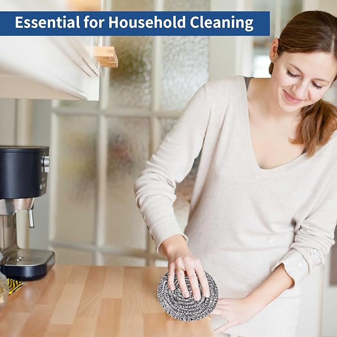 Stainless Steel Scrubber Scrubbing Scouring Pad Sponges Clean Pot Pan and Steel - Image 4