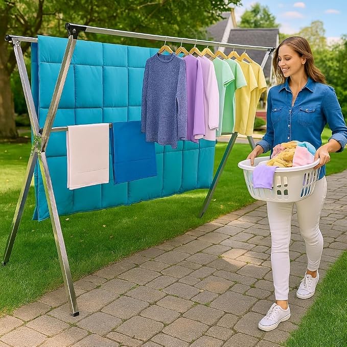 Clothes Drying Racks 81.5-83 Inches Folding Outdoor Indoor Drying Rack Clothing - Image 3