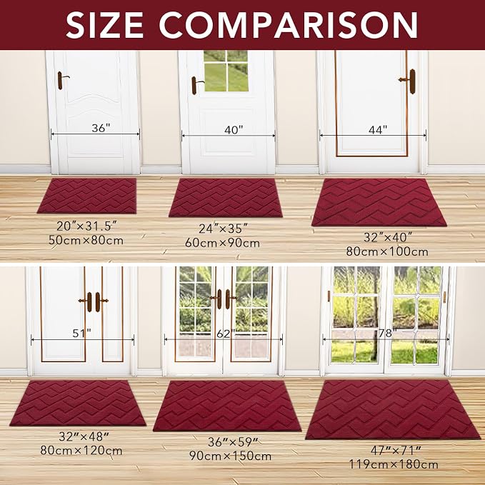 hicorfe Indoor Door Mat, Non Slip Door Mats, Absorbent Resist Dirt Entrance - Image 5