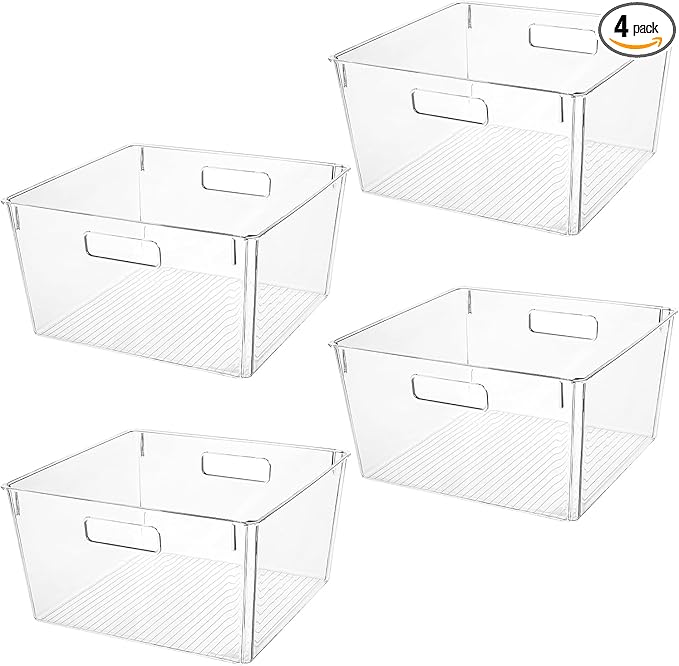 Extra Large Clear Plastic Storage Bins, Laundry Room, Freezer Organizer Plastic by CONTROLKITCHEN