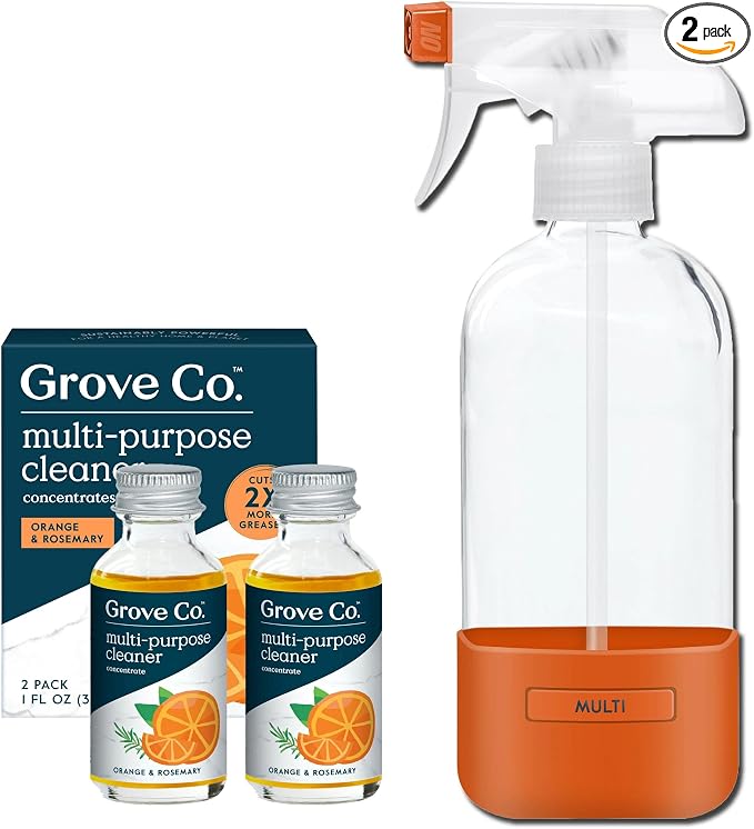 Grove Co. Multi-Purpose Cleaner, Refill Concentrate + Glass Spray Bottle by GroveCo