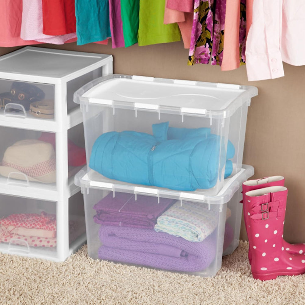 Sterilite 48 Qt Hinged Lid Storage Box, Stackable Bin with Lid, Plastic Conta...