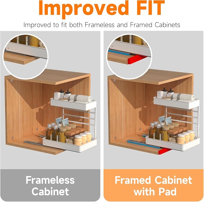 EVERIE Height Adjustable 2 Tier Metal Pull Out Slide Shelf Organizer - Image 4