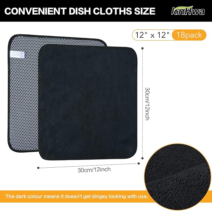 KinHwa Kitchen Washcloths for Dishes Absorbent Microfiber Dish Cloths Quick Dry - Image 3