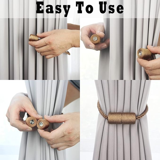 2 Pack Strong Magnetic Curtain Tiebacks Outdoor Elegant Decorative Tie Backs - Image 4