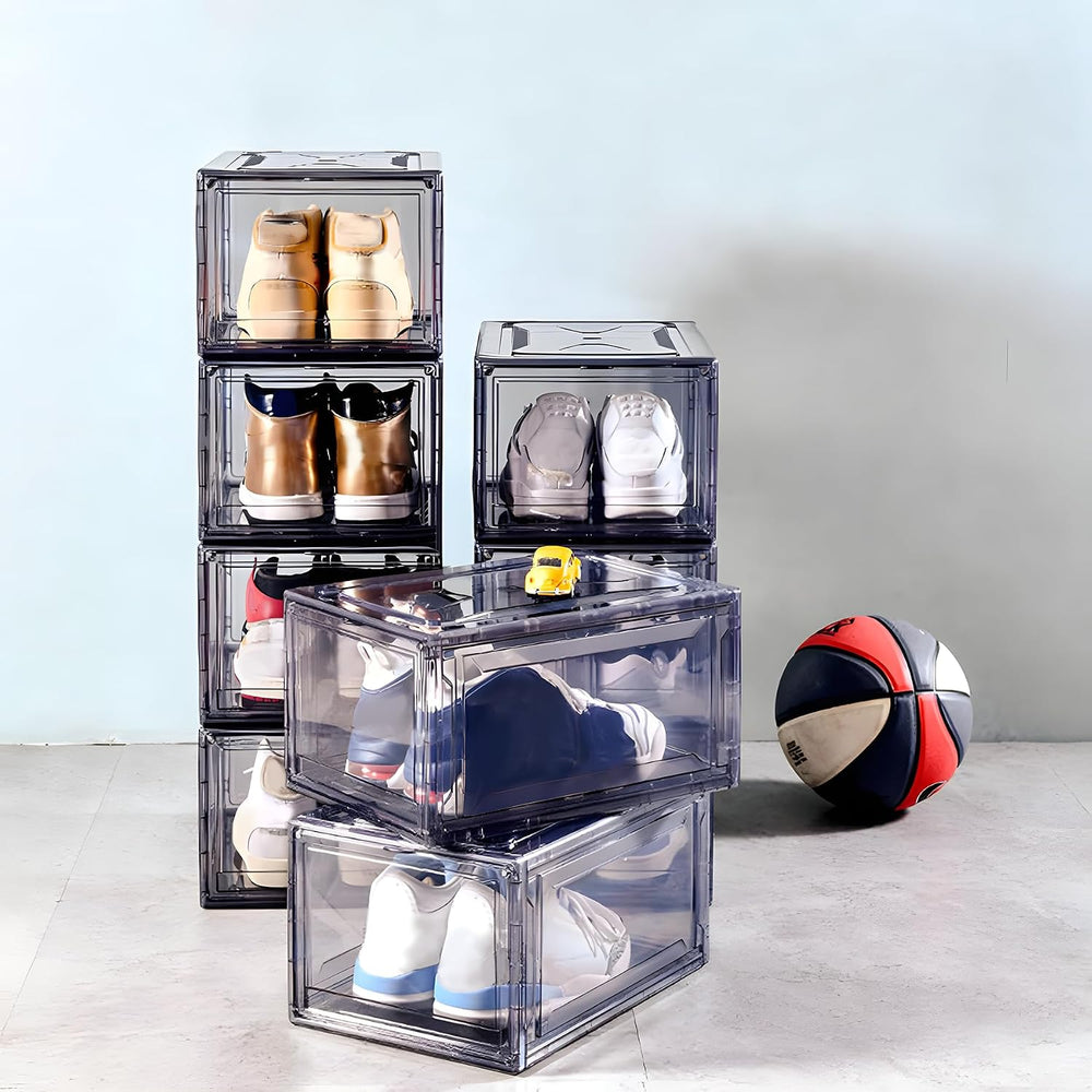 12 Pack Acrylic Clear Shoe Boxes– Ultra Clear Plastic Stackable Sneaker Stora...