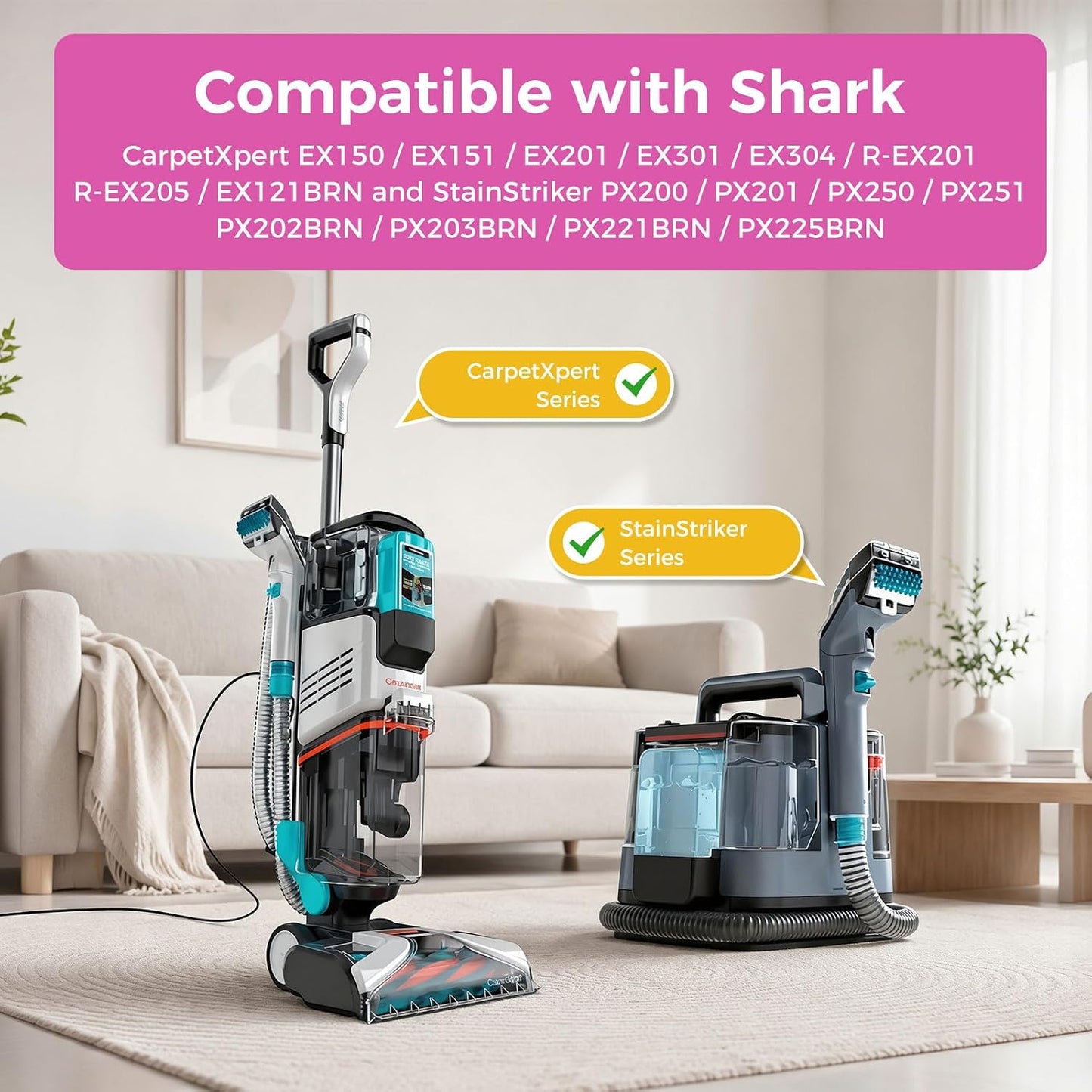 Carpet Cleaner Solution for Shark CarpetXpert, StainStriker Carpet Cleaner | for Shark EX151/EX201/EX304 and PX201/PX251/PX202BRN/PX221BRN Carpet Cleaner, Deep Clean Carpets, 1L, 33.81 Fl Oz, Rose Scent