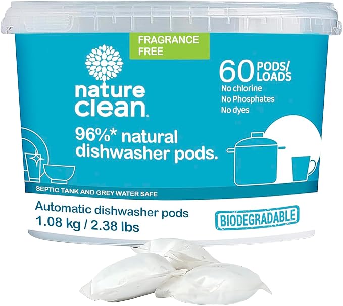 Nature Clean All Natural Dishwasher Pods, Plant-Based Non Toxic Dishwasher by NatureClean