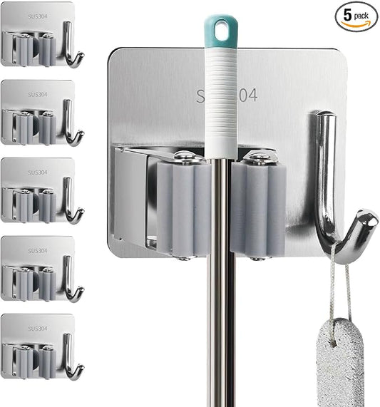 5 Pack Mop and Broom Holder Wall Mount, Mop Broom Organizer by ZoiNavyer