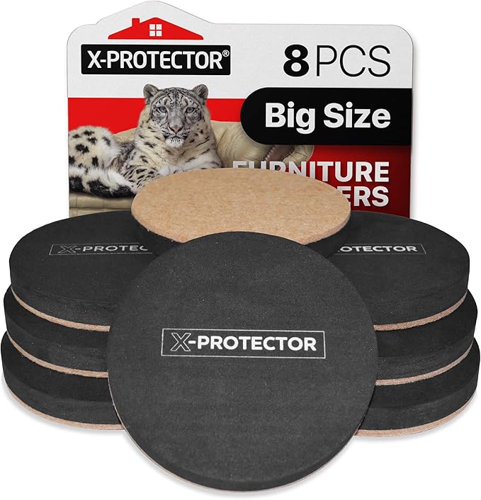 Felt Furniture Sliders Hardwood Floors X-PROTECTOR – 8 PCS 4 3/4 inch Furniture by X-Protector