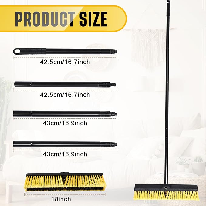 Zhehao 6 Pack 18 Inches Push Broom Outdoor, Concrete Floor Cleaning - Image 2