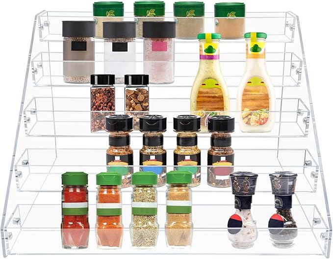 PMMASTO Tiered Spice Rack, Seasoning Organizer, Kitchen Organization and Storage by PMMASTO