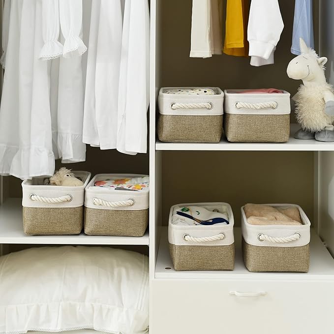 Small Storage Baskets for shelves, Fabric Storage Baskets for closet, - Image 4