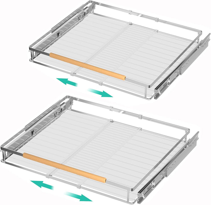 iPEGTOP 2 Pack Pull Out Cabinet Drawer Shelf Organizer, Extendable Sliding Slide Out Pantry Shelves Storage Heavy Duty for Kitchen Cabinets Under Sink, Adjustable Width 23.1~39.9" W x 22.4" D