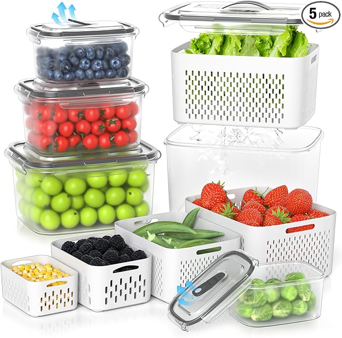 5 Pack Fruit Storage Containers by PERFECTSOLUTIONFORORGANIZER