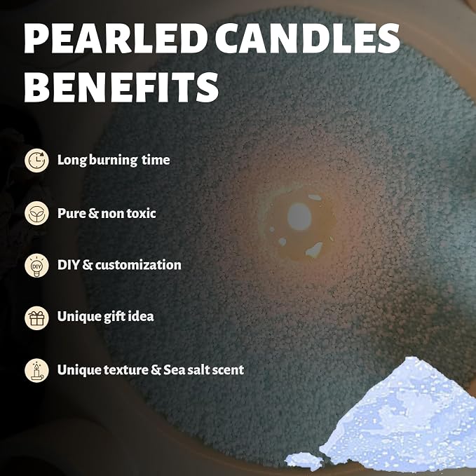 Sea Salt Scented Sky Blue Pearled Candle 18oz Luxury Sand Candle Granulated Wax - Image 3