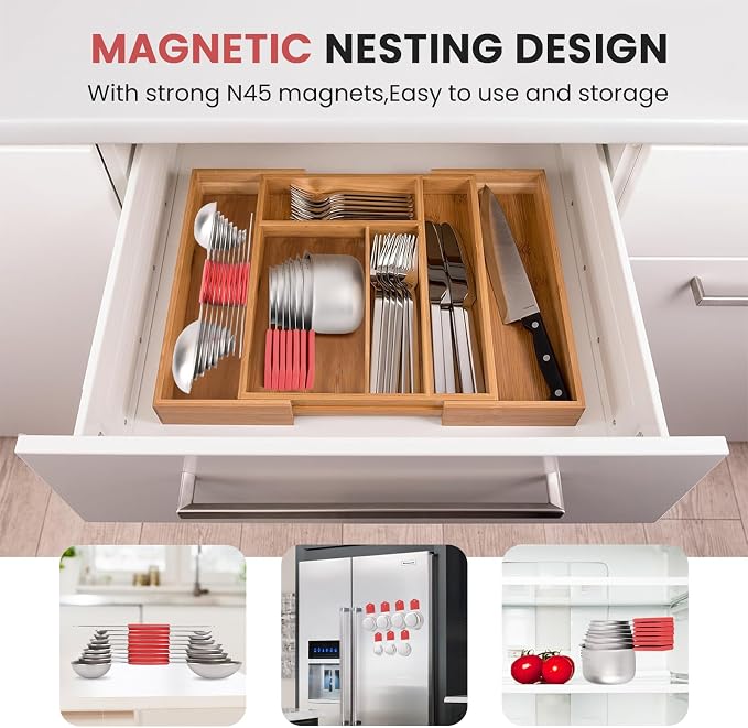 Magnetic Measuring Cups and Spoons Set-Heavy Duty 304 Stainless Steel，Double - Image 5