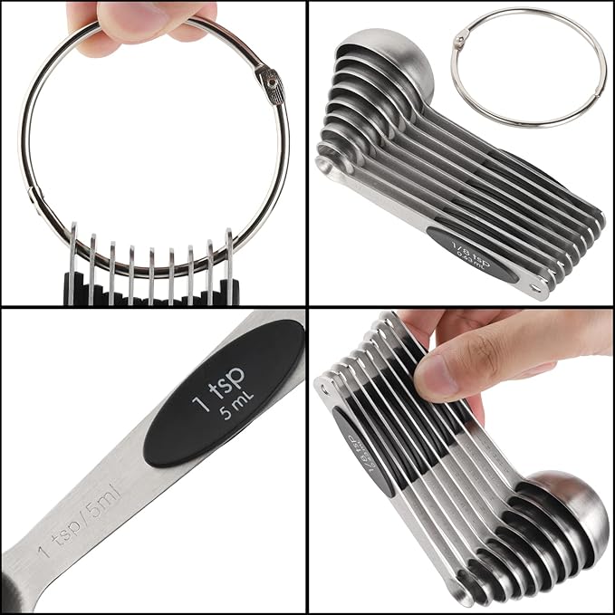 Magnetic Measuring Spoons Set of 9 Stainless Steel Stackable Measuring Spoons - Image 3