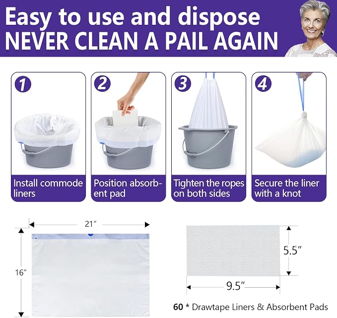 Senvok Commode Liners with Highly Absorbent Pads - Image 4