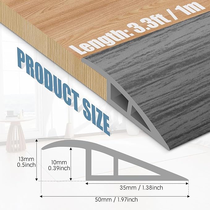 Floor Transition Strip Door Threshold 39" Floor Transition Reducer Trim on The - Image 2