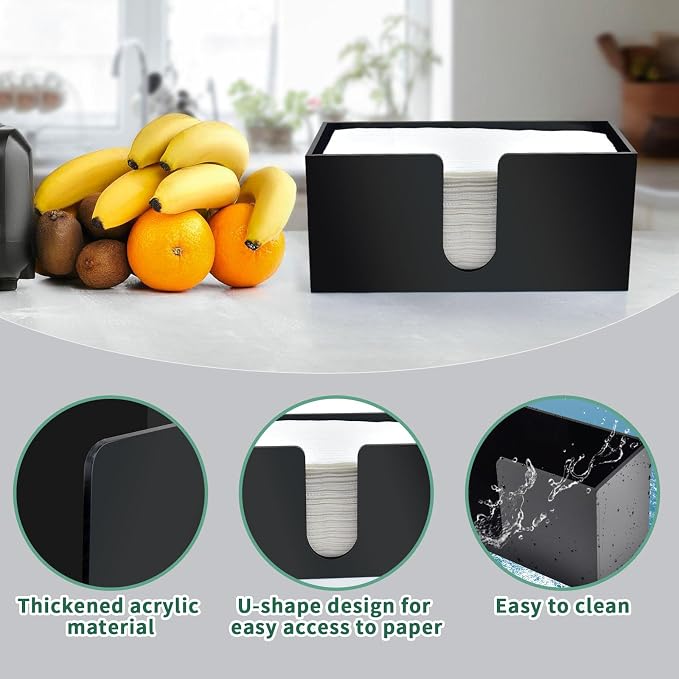 4Pack Black Acrylic Countertop Paper Towel Dispenser, Napkin Dispenser - Image 4