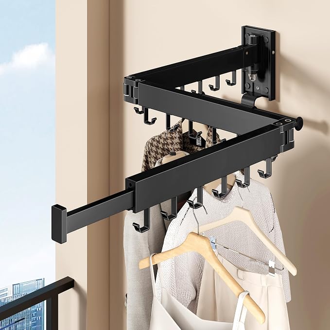 Wall Mounted Collapsible Clothes Drying Rack, Space-Saving Laundry Drying Rack - Image 3