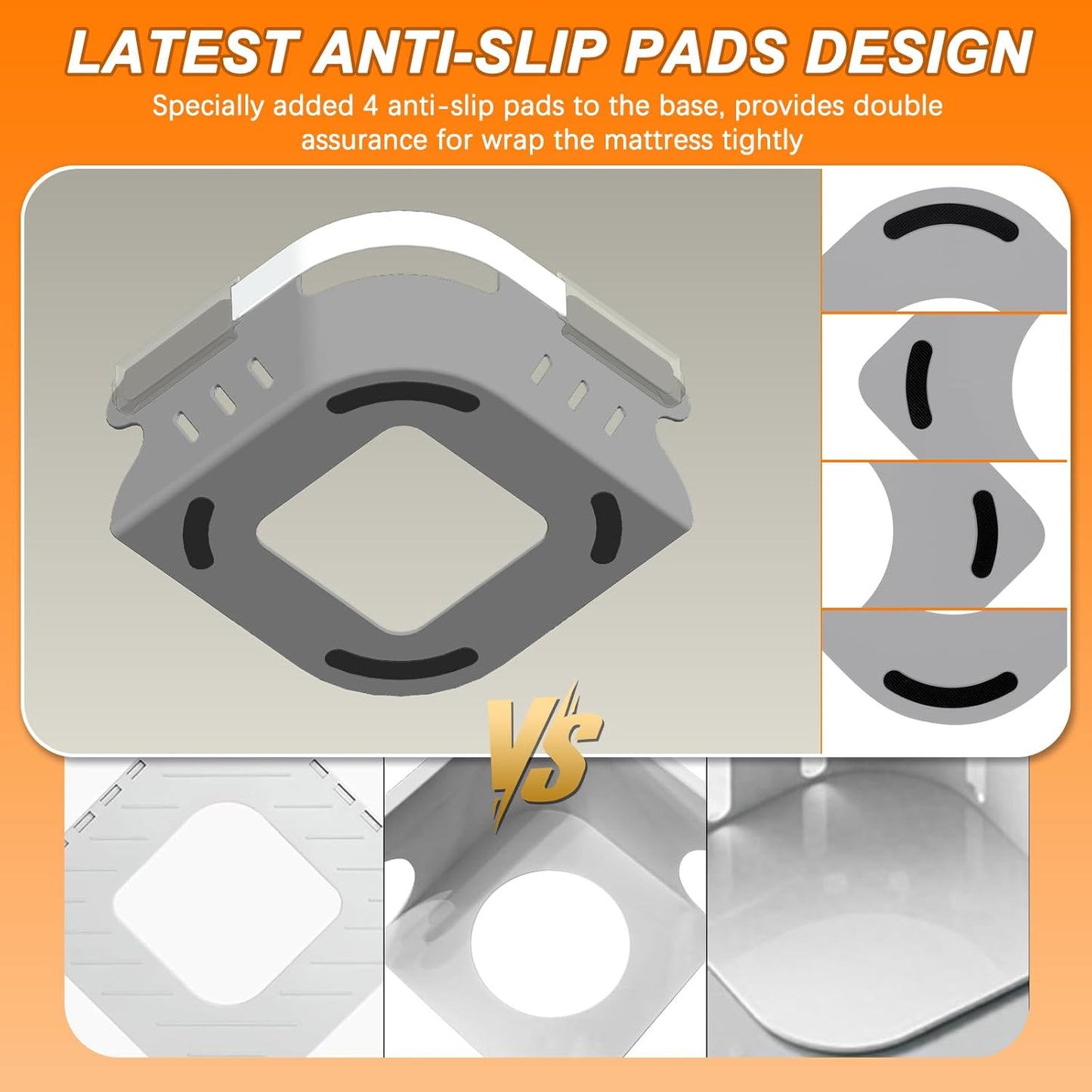 Lock Bed Sheet Holders with Anti-Slip Pads for Corners, 4Pcs Secure Bed Sheets Firmly in Place, Heavy Duty Bed Sheet Holder Straps for No More Loose Sheets, Easy Installation for All Mattress (Gray)