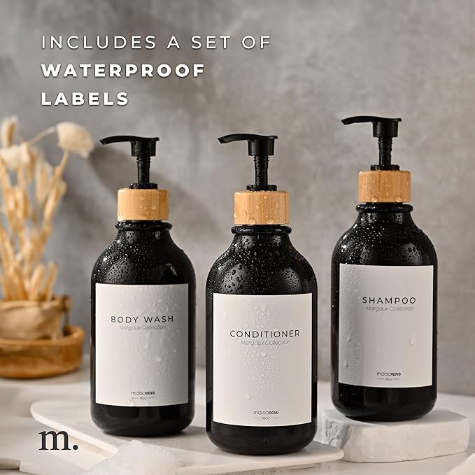 MaisoNovo Refillable Shampoo and Conditioner Bottles | 16.9 fl oz Set of 3 - Image 6