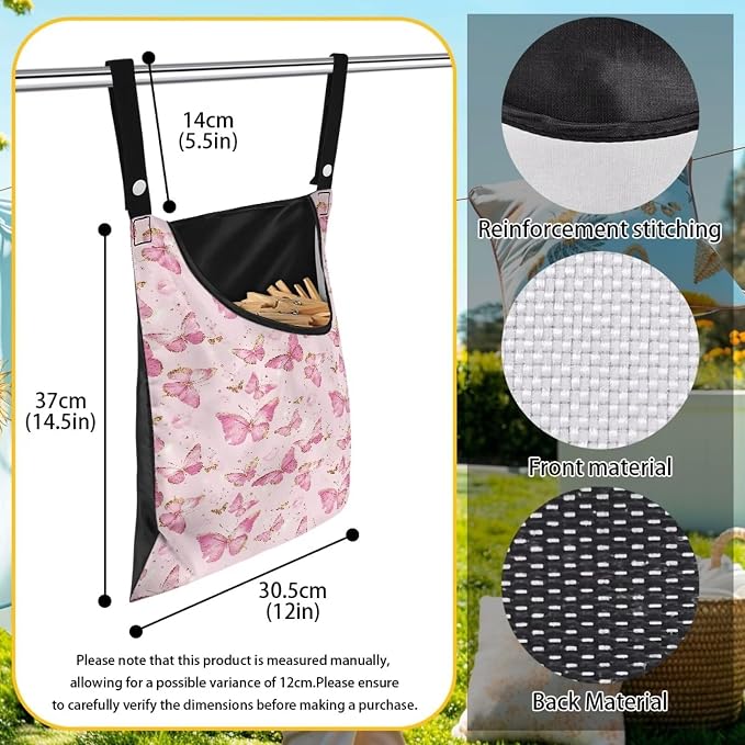2 Pcs Butterflies Print Clothespin Bag - Image 6