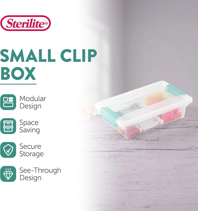 Sterilite 12-Pack Clip Box, Stackable Clear Plastic Bins - Image 2