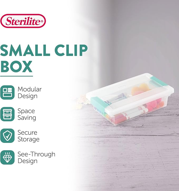 Sterilite 6-Pack Clip Box, Stackable Clear Plastic Bins - Image 2