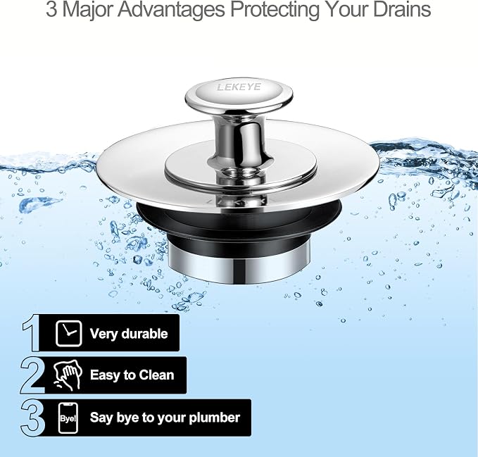 LEKEYE Shower Drain Hair Catcher | Bathtub Stopper/Strainer Stainless Steel - Image 2