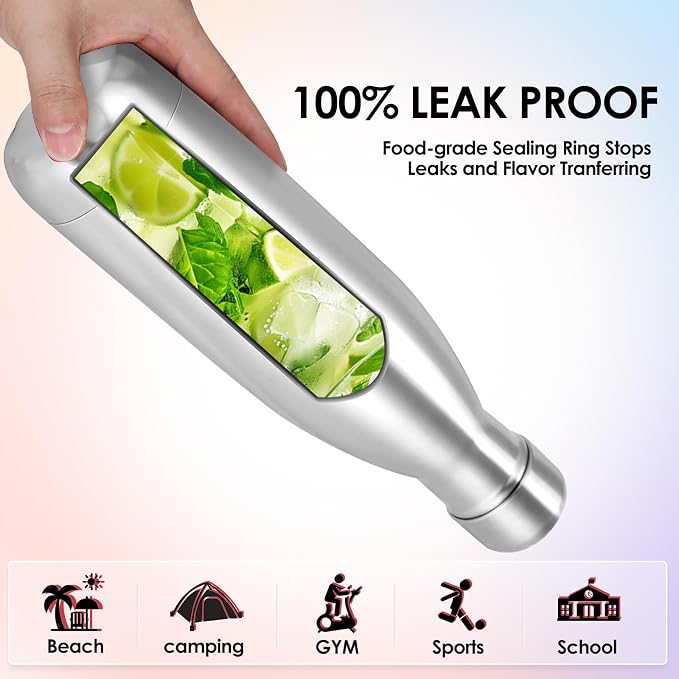 17oz Cola-Bottle Shaped Stainless Steel Leak-proof Water Bottle, Double Wall - Image 5