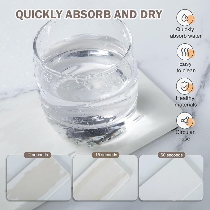 6PCS Stone Drying Tray for Bathroom Counter, Fast Drying Diatomite Stone Sink - Image 2