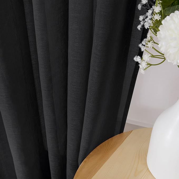Tollpiz Short Sheer Curtain Linen Textured Bedroom Curtains Sheer Light - Image 3