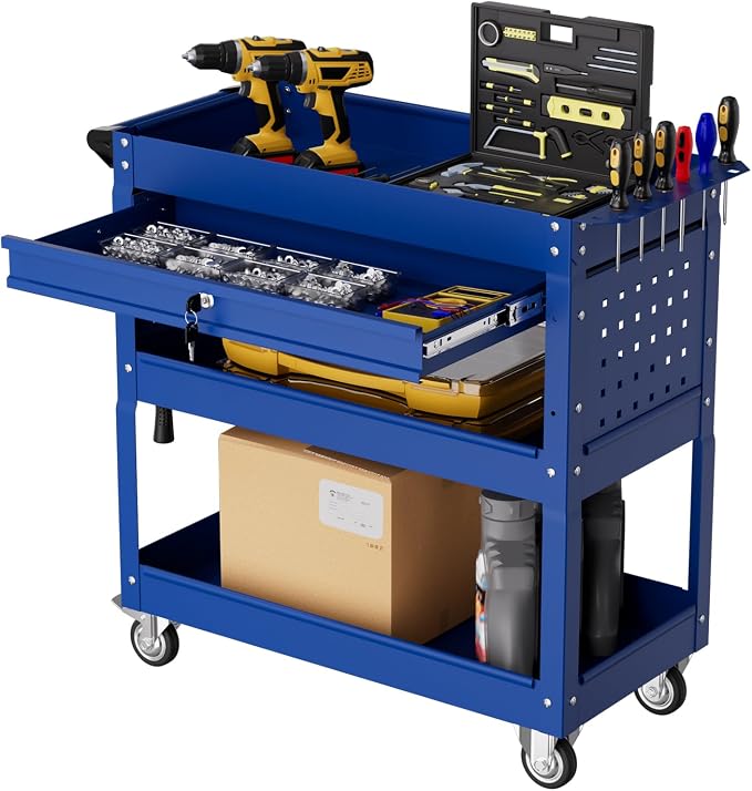 3-Tier Rolling Tool Cart with Drawers, Heavy Duty Utility Storage Cart with by Unknown