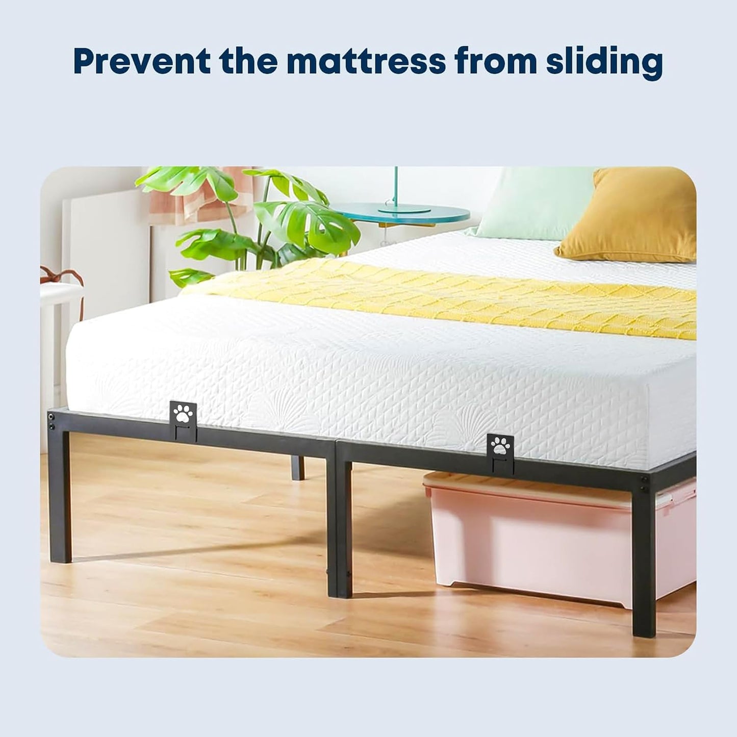 Adjustable Non Slip Mattress Gaskets, Mattress Holder in Place Gripper for Bed Frame, Heavy Duty Anti-Slip Baffle Retainer Bar, Keep Mattress from Sliding Gripper, 6 PCS, Cute Paw