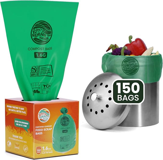 RAYTID 150 Counts 1.6 Gallon Compost bin kitchen Bags, Fit 4.5, 8 Liters by RAYTID
