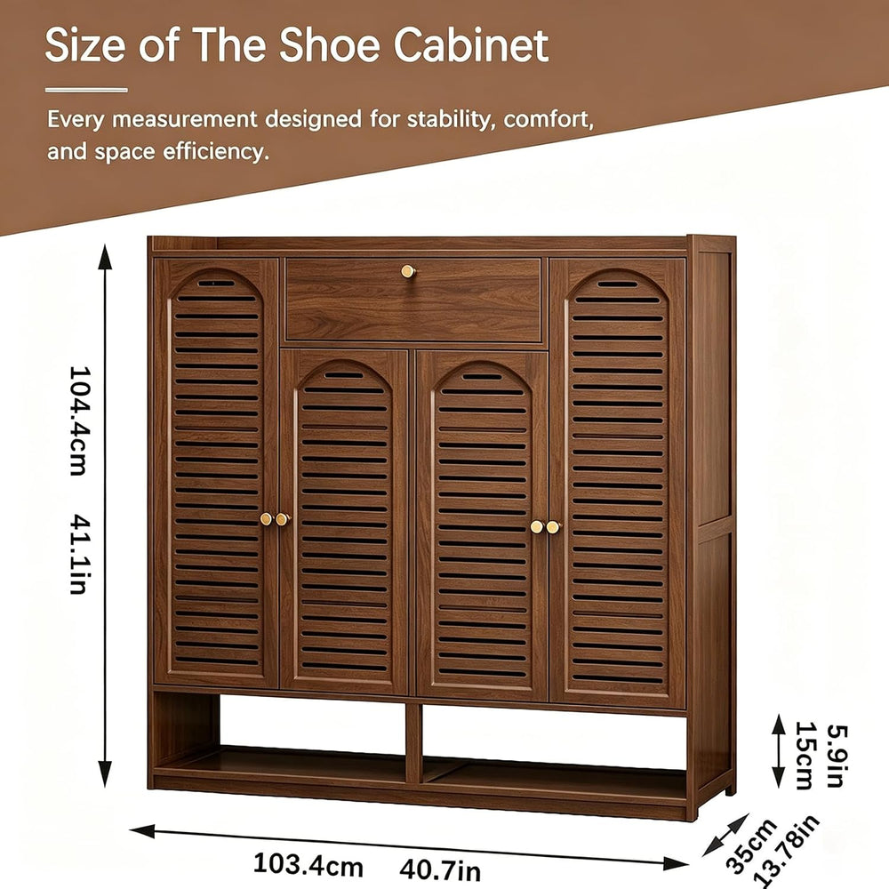 Bamboo Shoe Cabinet, 7-Tier Large Shoe Cabinet with Doors, 36-40 Pairs Shoes ...