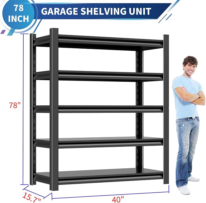 Garage Shelving Unit, 3 Pieces78 HThickened Metal Shelving Units - Image 2