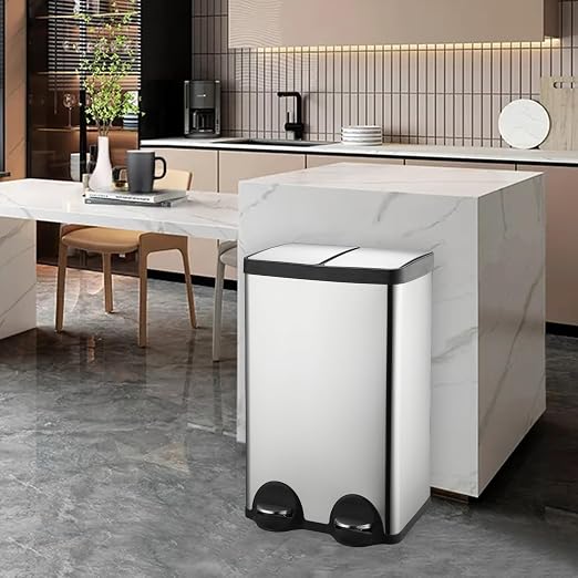 Dual Trash Can, 60 Liter/16 Gallon Dual Bin Trash Can - Image 7