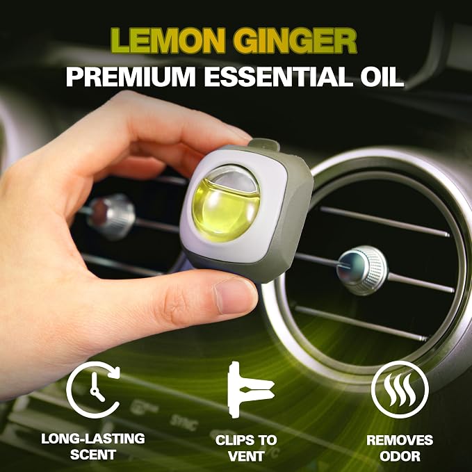 Air Jungles Lemon Ginger Scent Car Air Freshener Clip, 6 Vent Clips, 4ml Each - Image 2