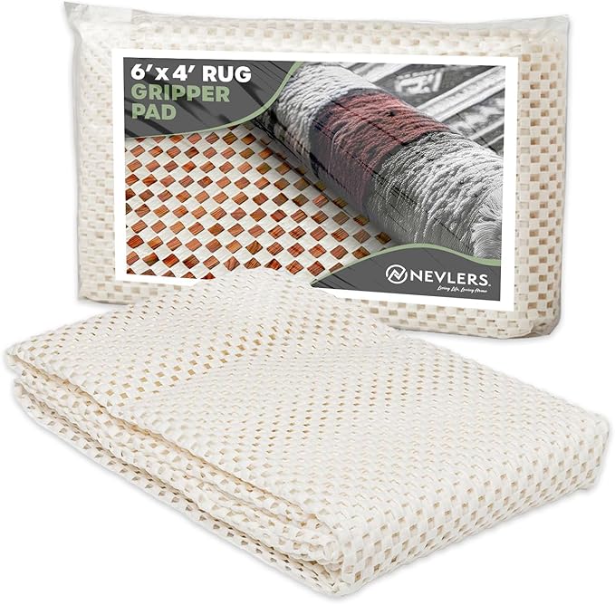 Nevlers 4'x6' White Non Slip Rug Pads | PVC Foam Rug Gripper by Nevlers