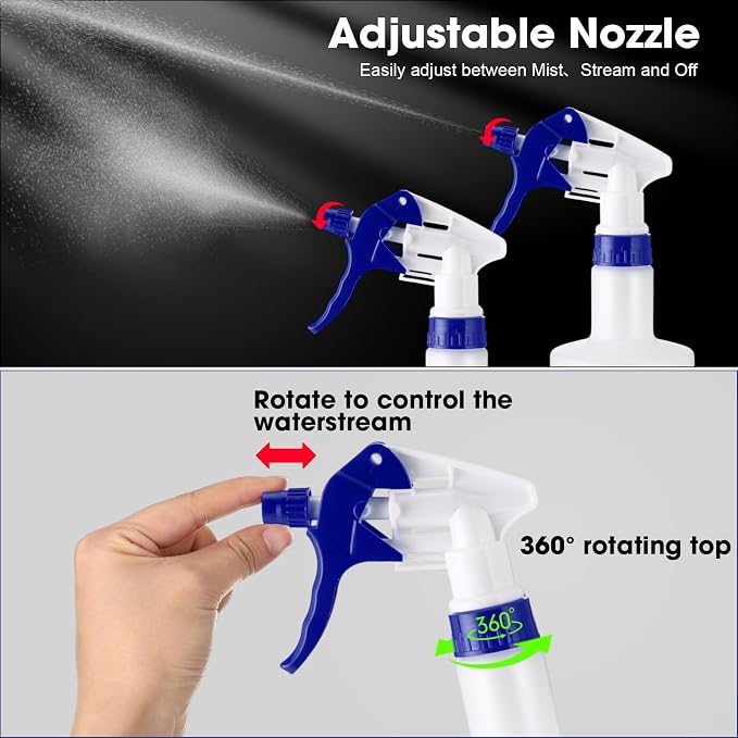 Eccliy 12 Pcs 16 Oz Plastic Spray Bottle, Adjustable Empty Reusable Sprayer - Image 6