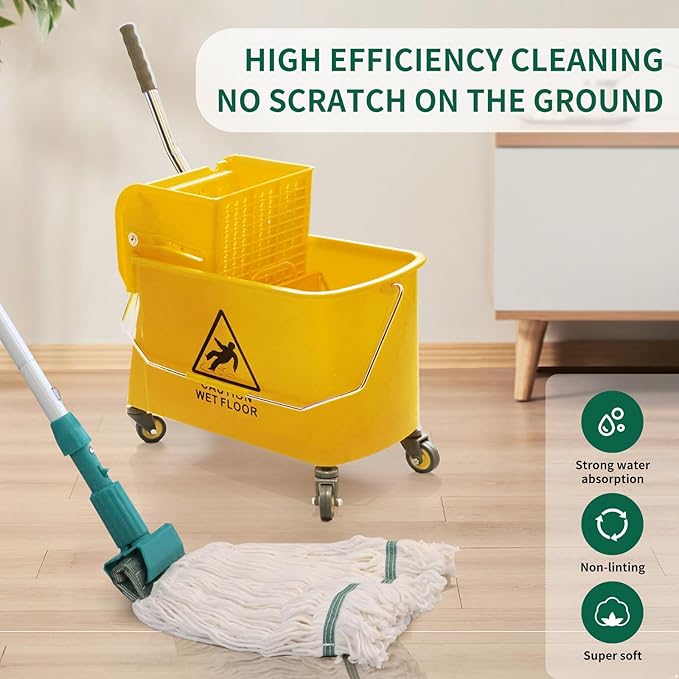 22 Qt Mop Bucket with Wringer for Floor Cleaning, 16.5" L x 10.6" W x 26.4" H - Image 6