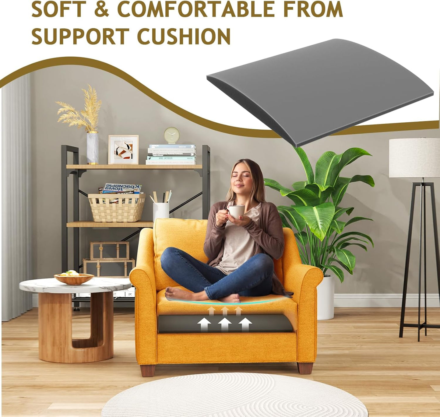 MYLIFESION Couch Cushion Support for Sagging Seat, 24x24x2 inches High-Density Foam Sofa Cushions Support, Under Cushion Sag Repair, Grey Set of 1