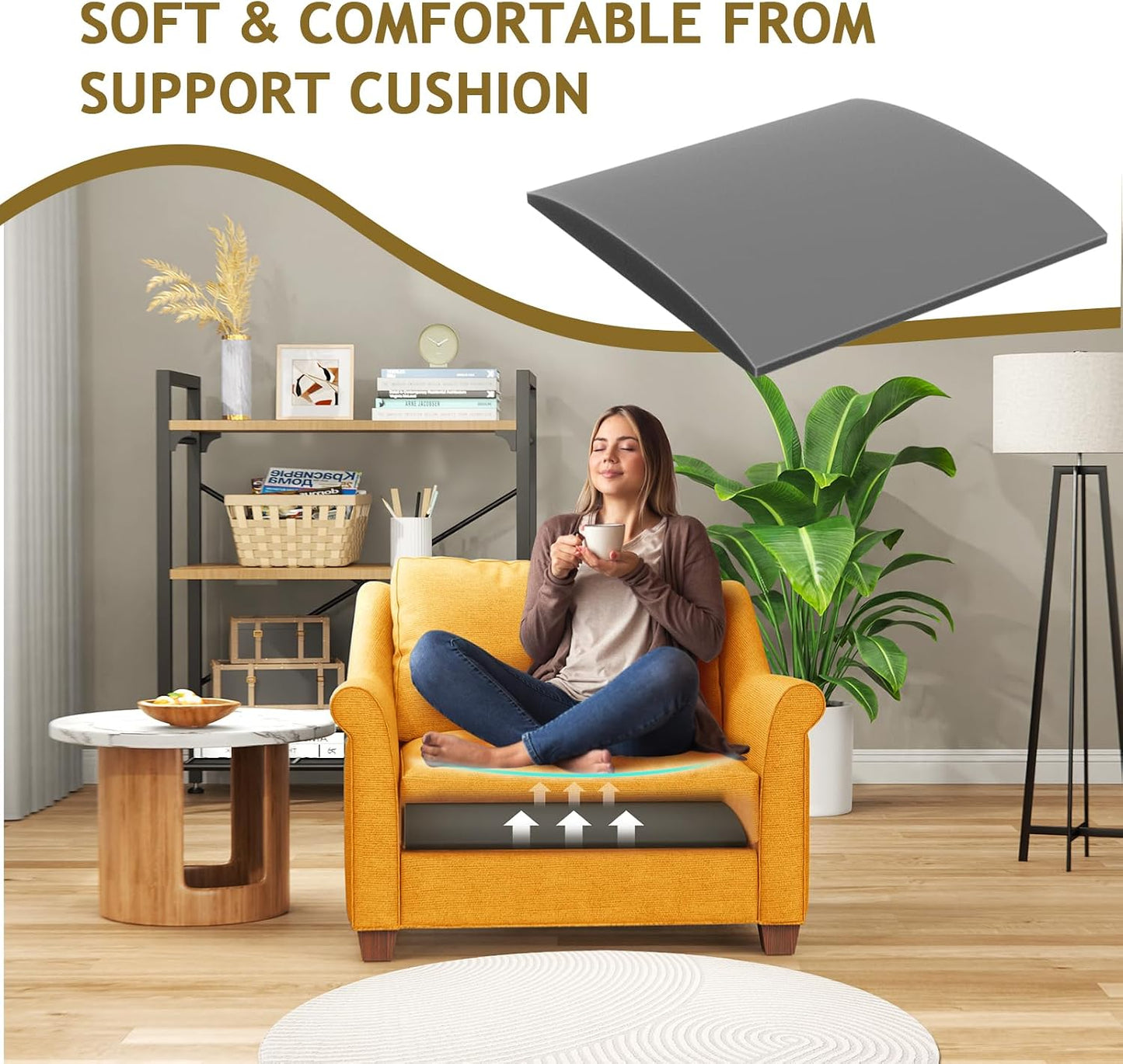 MYLIFESION Couch Cushion Support for Sagging Seat, 24x24x2 inches High-Density Foam Sofa Cushions Support, Under Cushion Sag Repair, Grey Set of 1