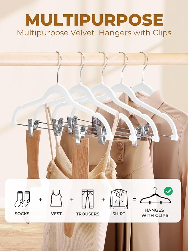HOUSE DAY Velvet Skirt Hangers 24 Pack, Space Saving Slim Pant Hangers - Image 2