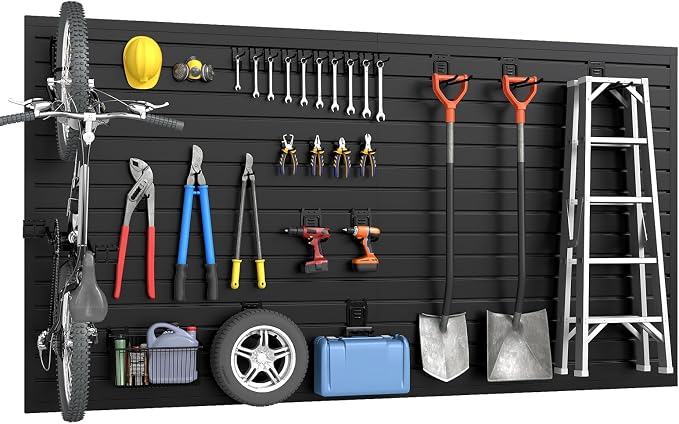 DoCred Slatwall Paneling Organizer, 4x7.5 FT PVC Garage Slat Wall Storage by DoCred