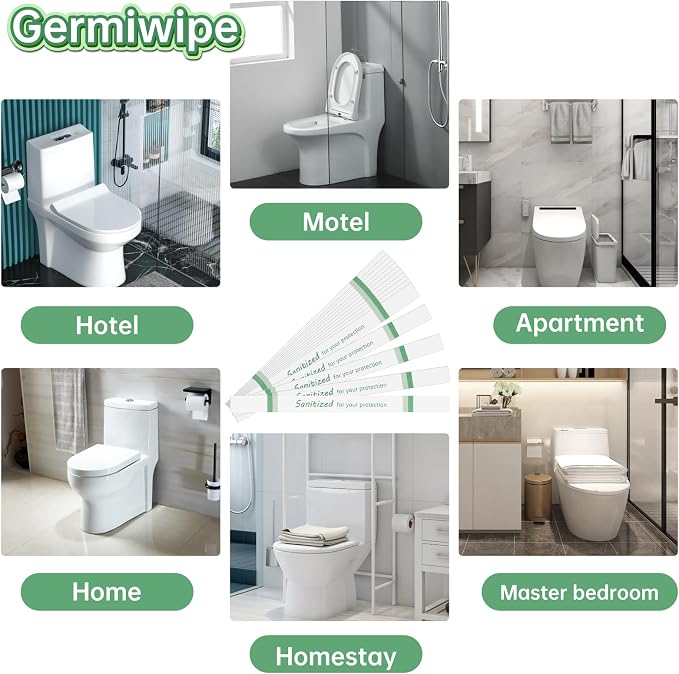 Germiwipe Printed Toilet Seat Bands, Toilet Strips, Hotel Essentials Paper - Image 6